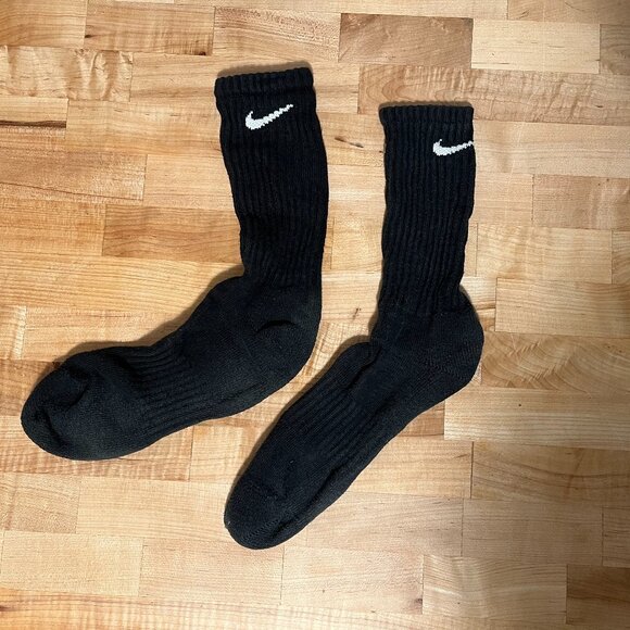 Men's Used Large Size 8-12 Cushioned Black Crew Socks - Picture 2 of 2